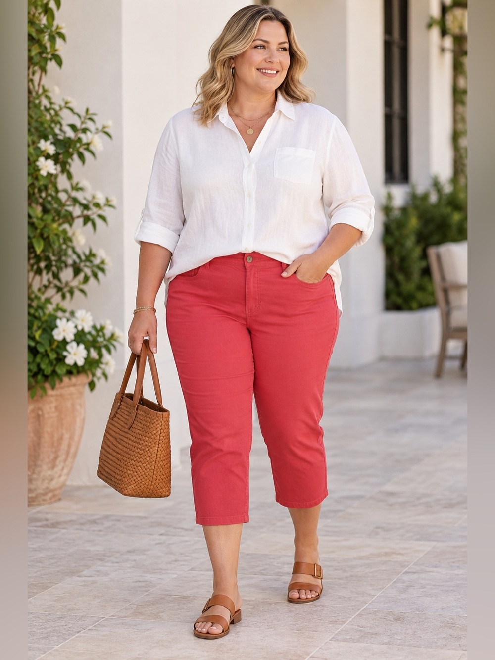 Style & Co Women Jeans Pants 20W Coral Pockets Capri Zip Button Comfort NWT New